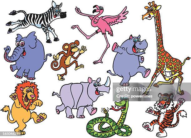 jungle animals - dancing-zebra stock illustrations