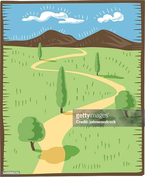 road in a countryside - winding road stock illustrations