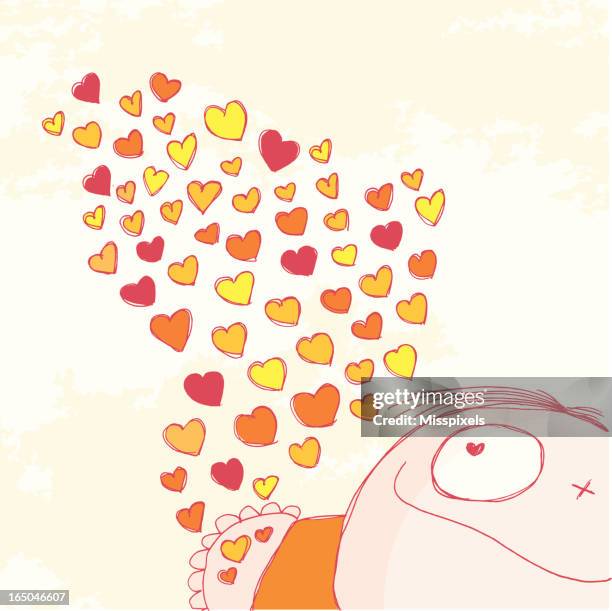 man with flying heart - young man looking up stock illustrations