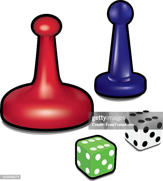 illustration dice and game pieces for a board game - board game stock illustrations