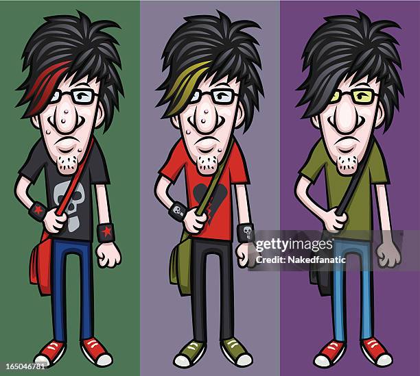 stockillustraties, clipart, cartoons en iconen met cheer up emo kid! - gothic style