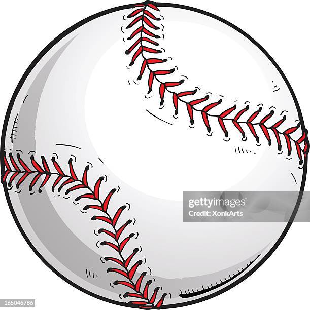 baseball with red stitching on a white background - baseball trajectory stock illustrations