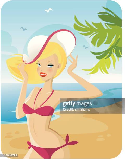attractive blonde bombshell - different eye color stock illustrations