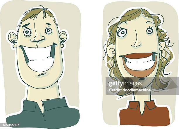 two smiles - man smiling teeth stock illustrations