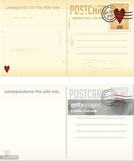 design elements series - valentine's postcards with love stamps - dirty office stock illustrations