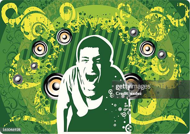 young singer shouting - cancun stock illustrations