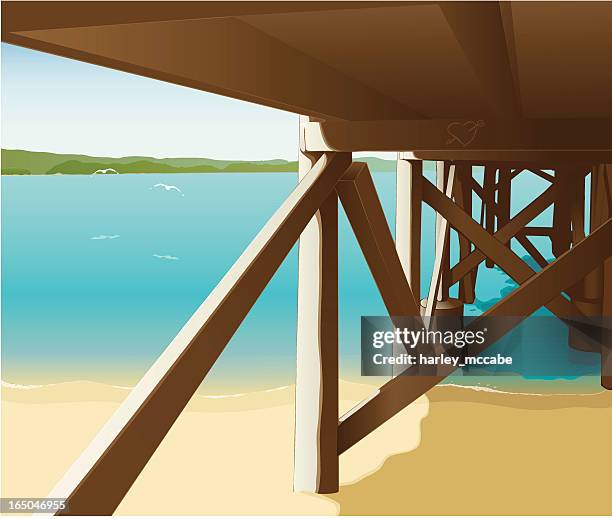 under the boardwalk - mccabe stock illustrations