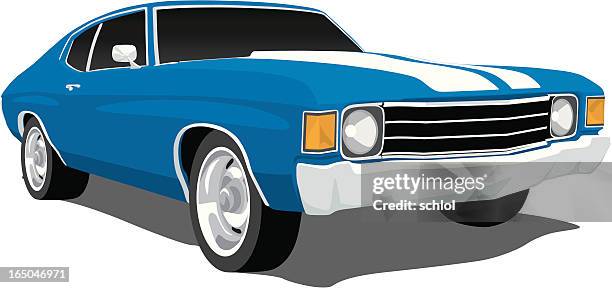 ilustraciones, imágenes clip art, dibujos animados e iconos de stock de chevelle ss - coche deportivo