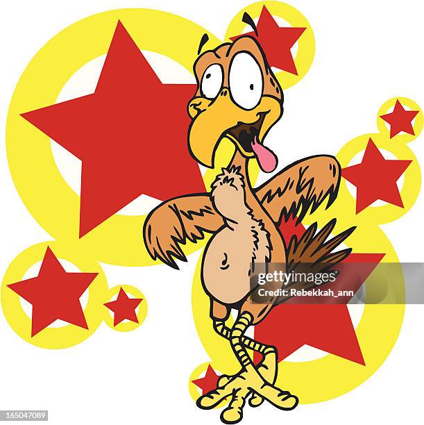 crazy chicken! - chicken cartoons stock illustrations