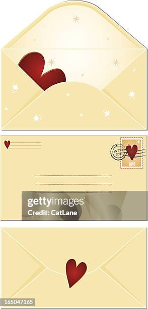 valentine surprise x 3 - open envelope stock illustrations