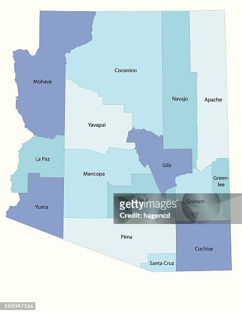 arizona state - county map - 亞利桑那州 幅插畫檔、美工圖案、卡通及圖標
