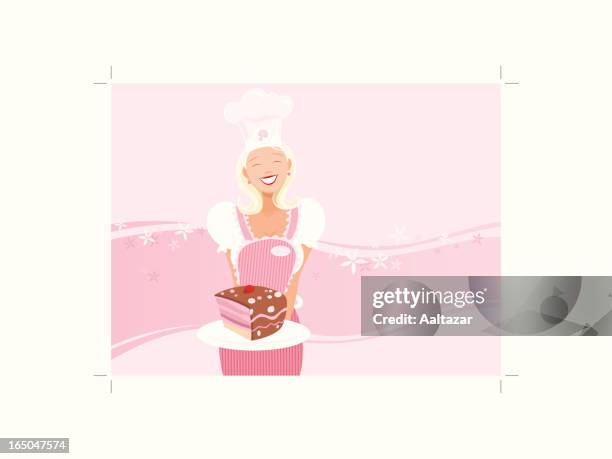 retro cook girl - vanilla flower stock illustrations