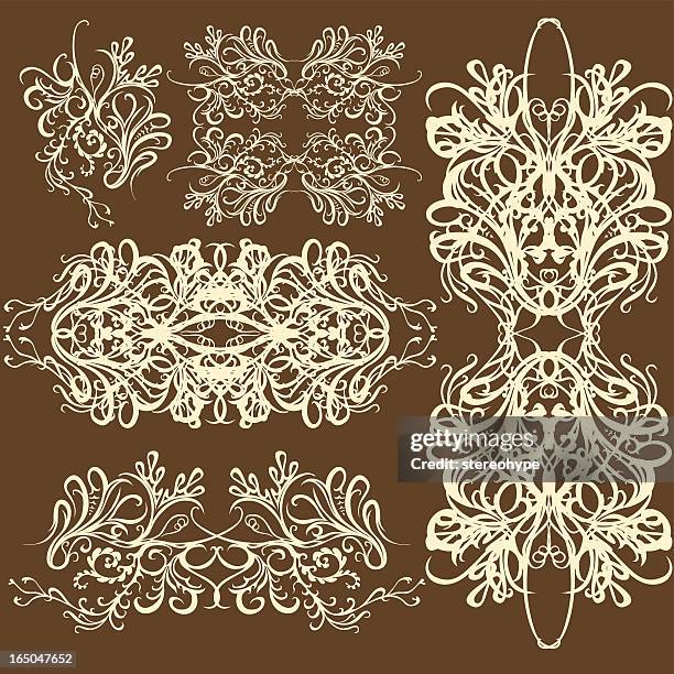 intricate ornament set - scroll pattern stock illustrations