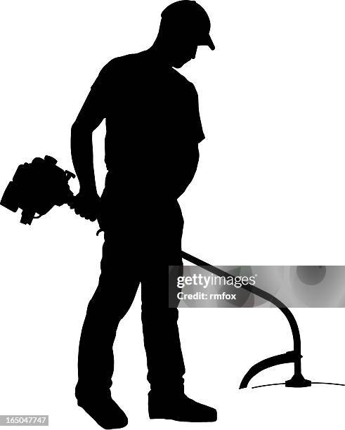 kantenschneider (vektor - weed trimmer stock-grafiken, -clipart, -cartoons und -symbole