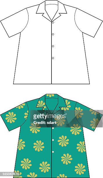 ilustrações, clipart, desenhos animados e ícones de camisa havaiana flats - camisa havaiana
