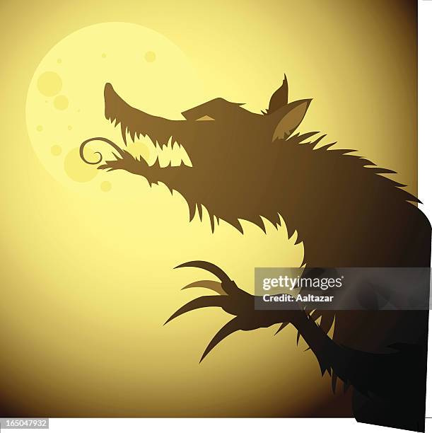 illustrazioni stock, clip art, cartoni animati e icone di tendenza di lupo mannaro su fullmoon - cartoon wolf