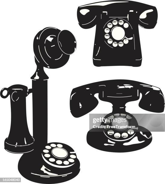 ilustraciones, imágenes clip art, dibujos animados e iconos de stock de teléfonos antiguos - antique phone