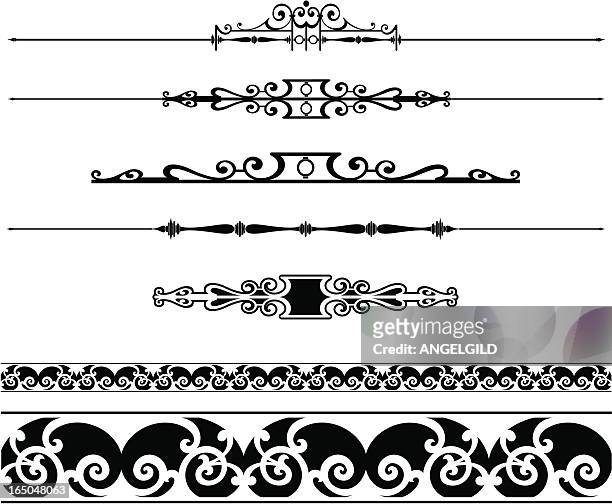 rules and ornate scrolls - wrought iron stock illustrations