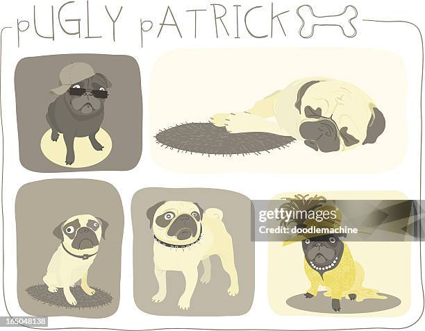 pugly patrick collection - dumb dog stock illustrations