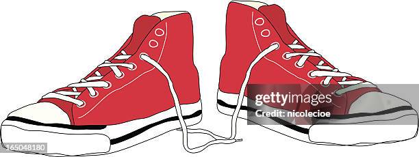 high-tops - untied shoelace stock illustrations