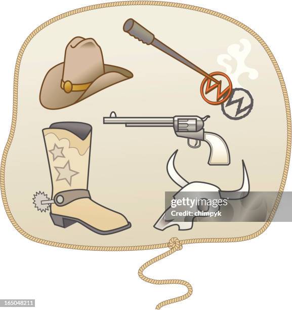 cowboy elements - branding iron stock illustrations