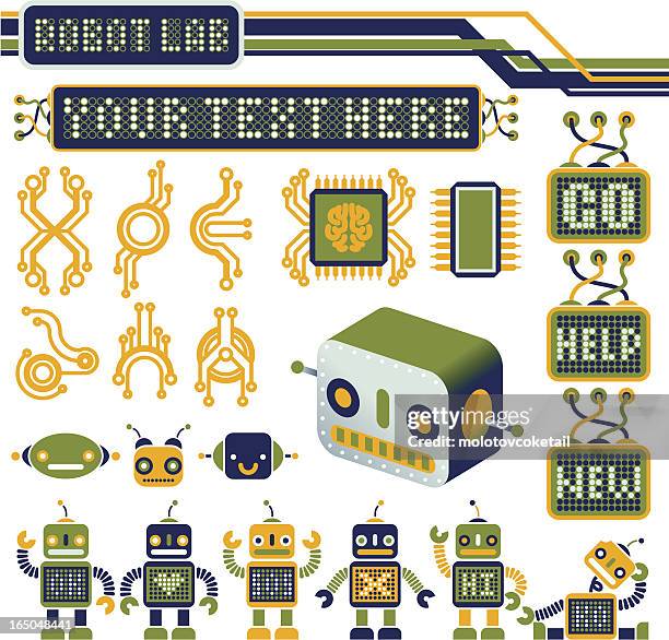 robot laboratory (vector design elements) - comic font stock illustrations