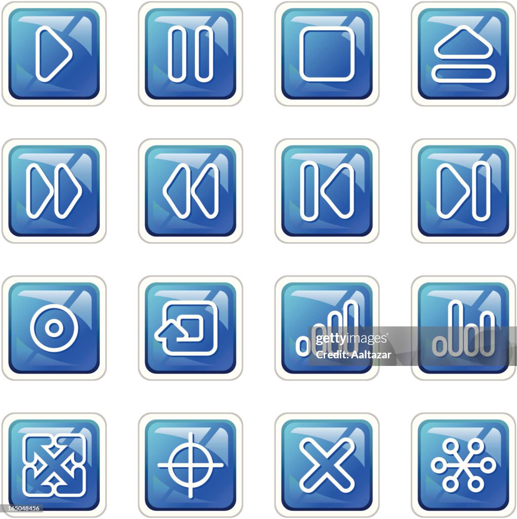 Interface de navegação de Ícones-azul-escuro