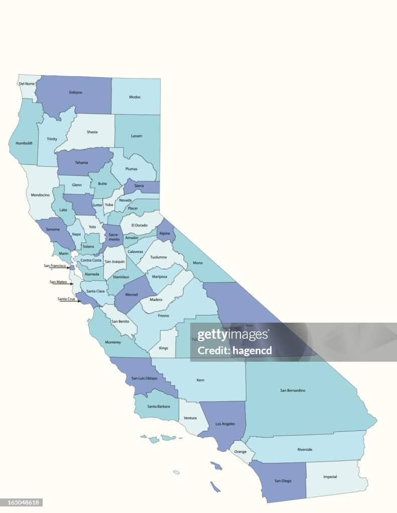 Mapa de estado de California, condado