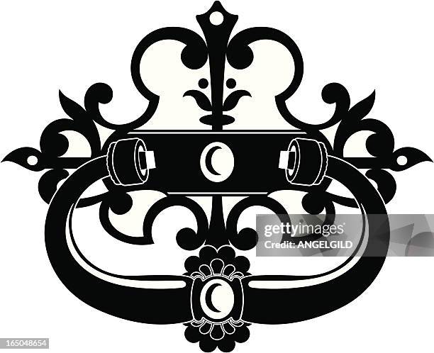 ornate spanish door knocker - door knocker stock illustrations