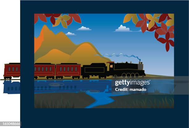fall train - steam engine stock illustrations