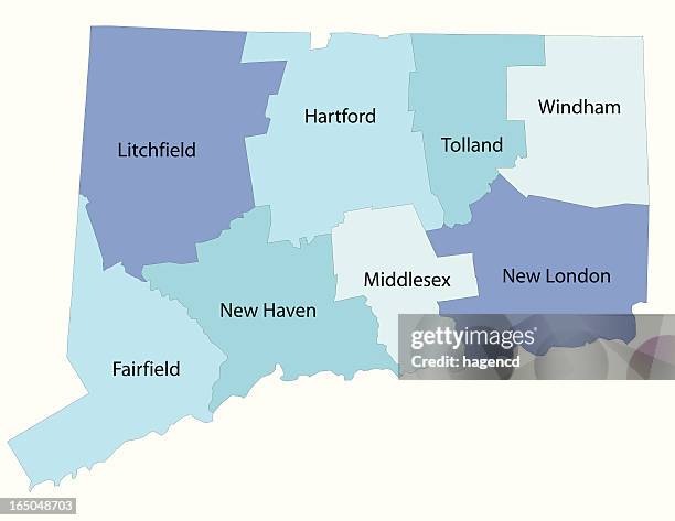 stockillustraties, clipart, cartoons en iconen met connecticut state - county map - stemdistrict