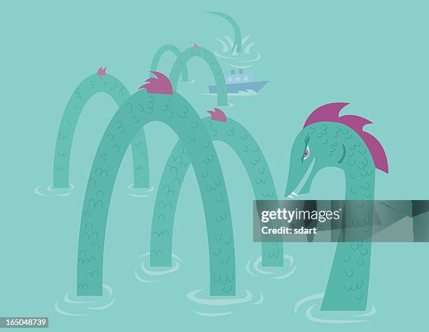 stockillustraties, clipart, cartoons en iconen met sea serpent - sea monster