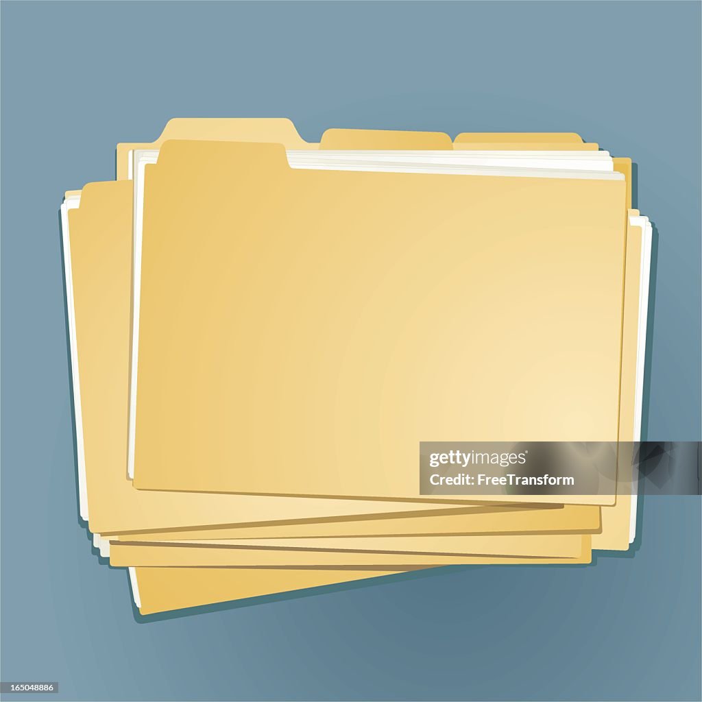 A stack of yellow file folders