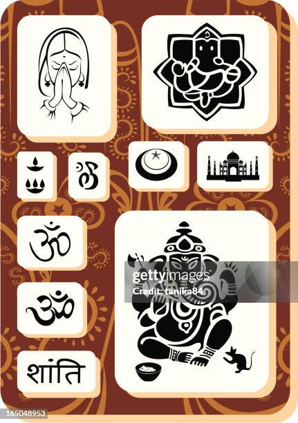mistic india - ganesha mouse stock illustrations