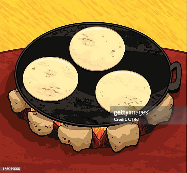 tortillas auf comal - tortilla flatbread stock-grafiken, -clipart, -cartoons und -symbole