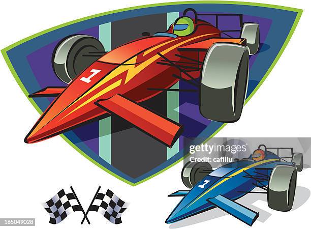 indy race cars and checkered flags - indianapolis flag stock illustrations