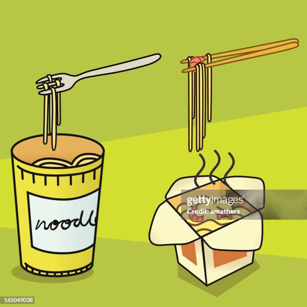noodles - udon noodles stir fry stock illustrations