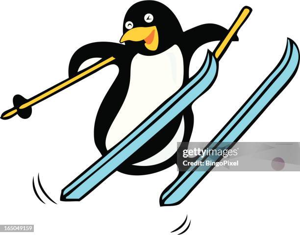 ski penguin - wind in face stock illustrations