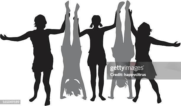 headstands - stunt stock illustrations