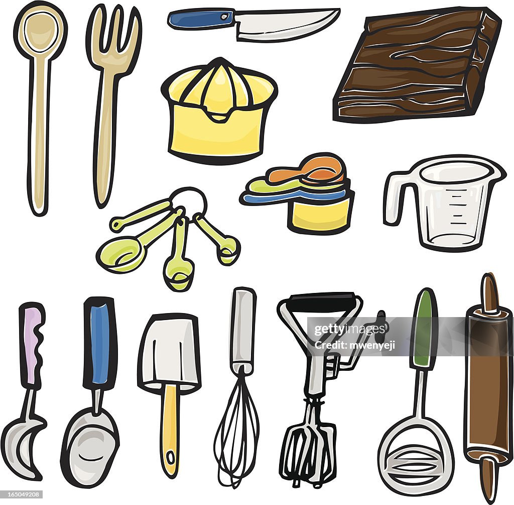 Random Assortment Of Kitchen Utensils High-Res Vector Graphic - Getty Images