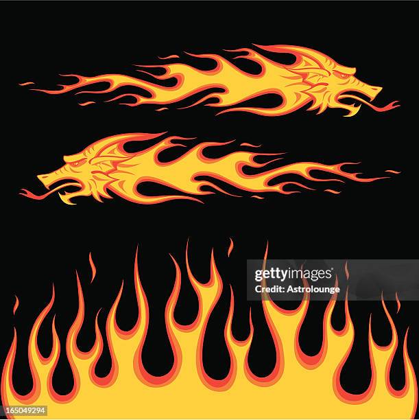 dragon burning fire - car show stock illustrations