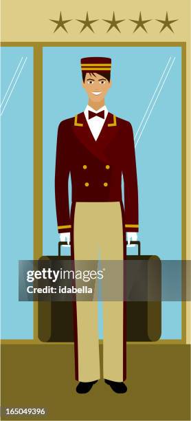 at your service - door attendant stock illustrations