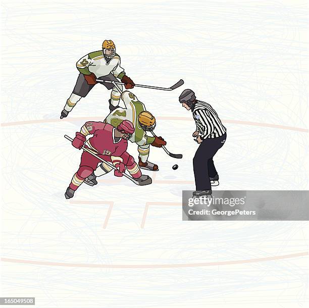 face off - hockey referee stock illustrations