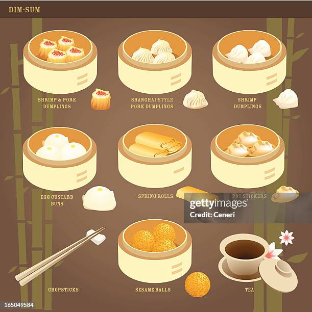 dim sum illustrations - dumpling stock illustrations