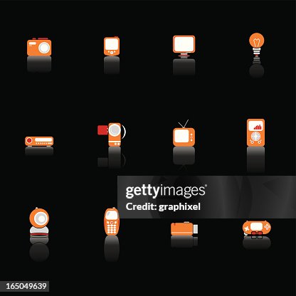 Black Technology Icon Set Black Technology Icon Set