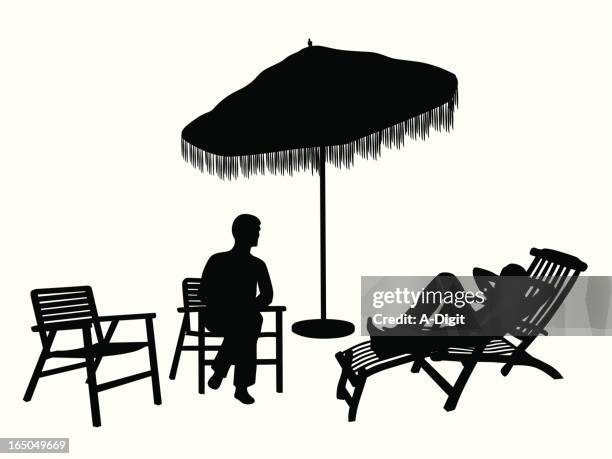 florida living vector silhouette - chaise longue stock illustrations