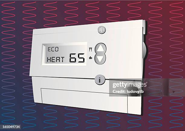 digital thermostat us - heating system stock illustrations
