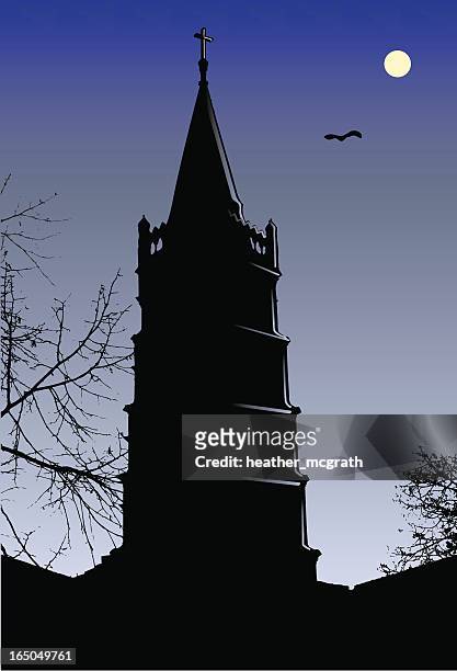 spooky tower - bell tower tower stock illustrations