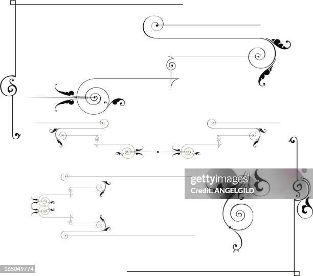 rulelines and scrolls - renaissance pattern stock illustrations