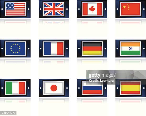 stockillustraties, clipart, cartoons en iconen met metal flags - english flag